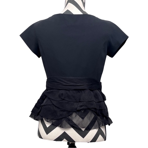 Moschino 100% Silk Cocktail Ruffle Short-Sleeve Snap Button Front Blouse - Picture 5 of 14